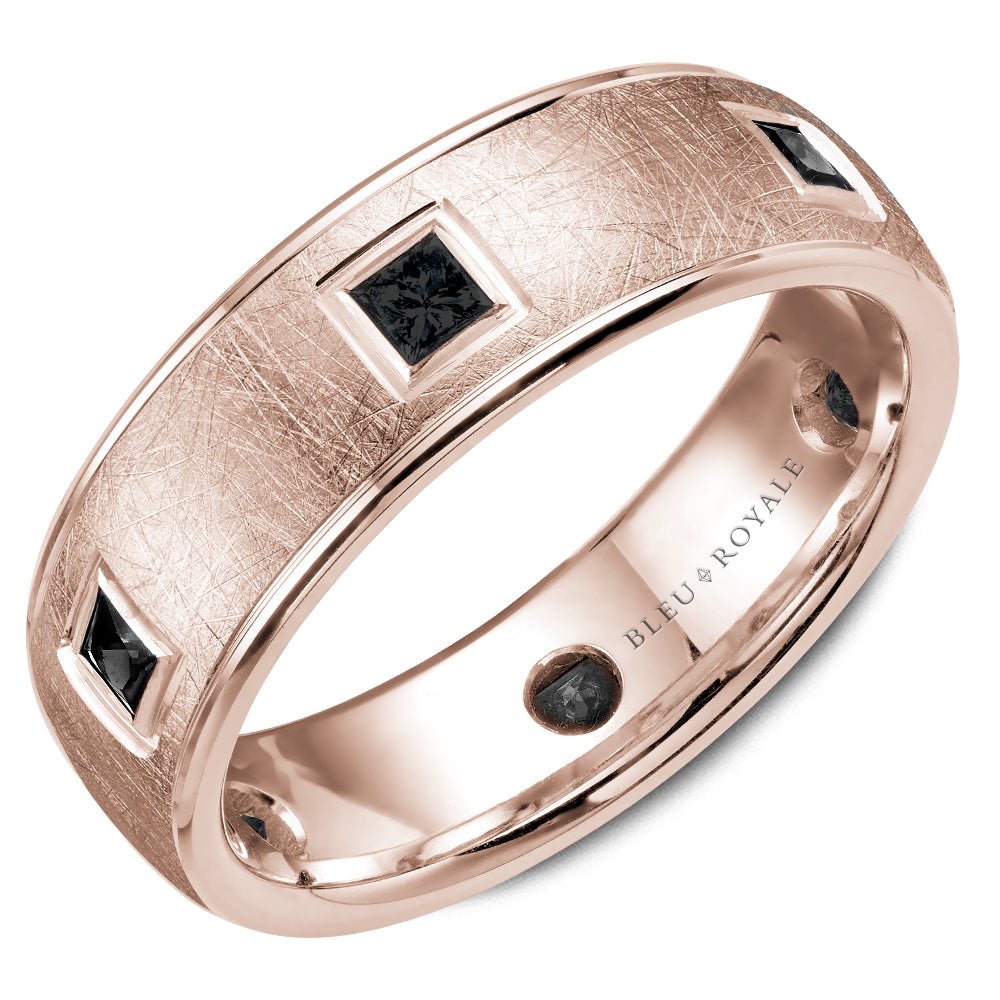 Bleu Royale Wedding Band 7.50mm Rose 18k Gold With 6 PR TCW 0.66ct