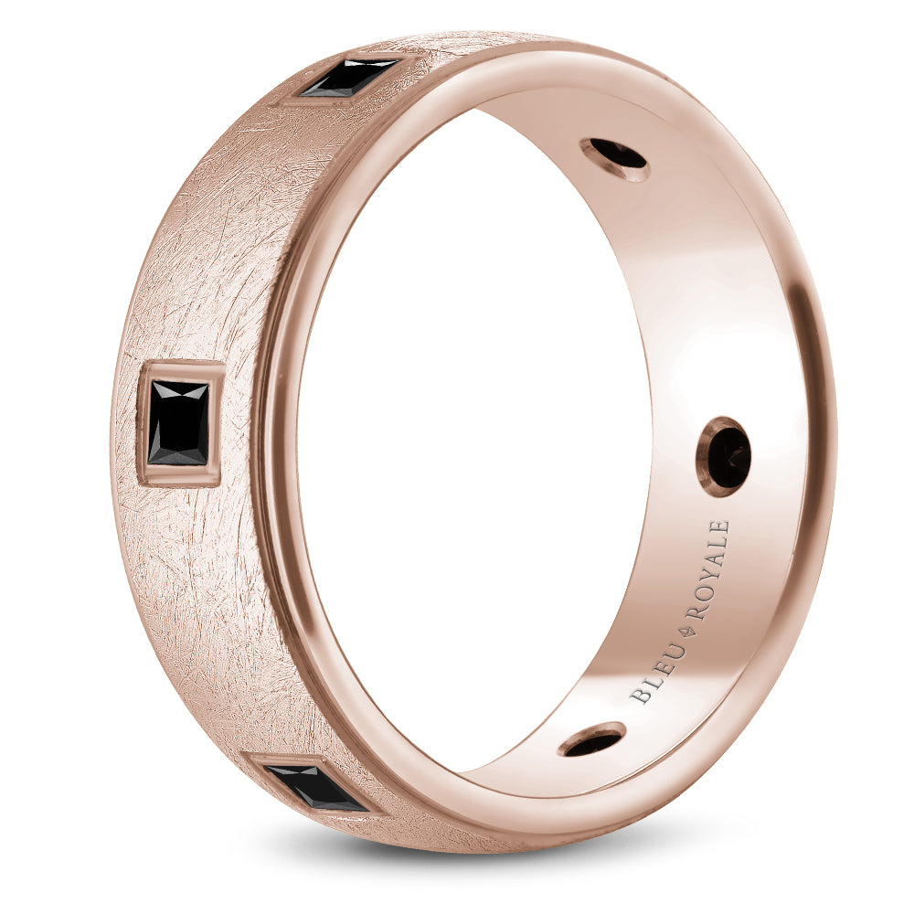Bleu Royale Wedding Band 7.50mm Rose 14k Gold With 6 PR TCW 0.66ct