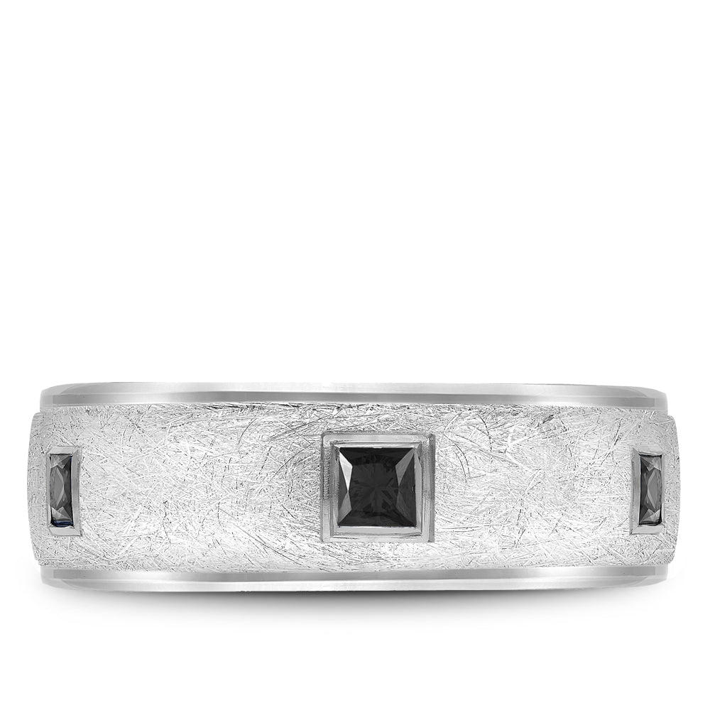 Bleu Royale Wedding Band 7.50mm White 14k Gold With 6 PR TCW 0.66ct