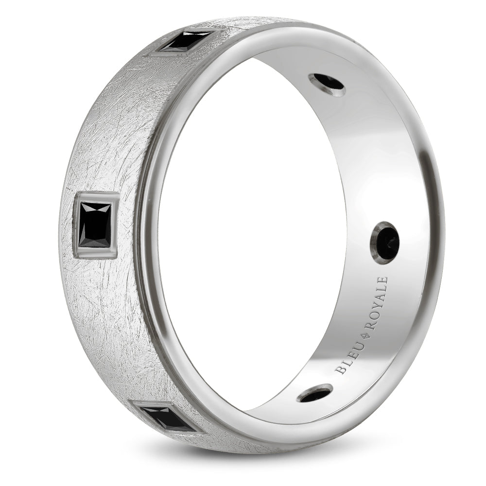 Bleu Royale Wedding Band 7.50mm White 18k Gold With 6 PR TCW 0.66ct