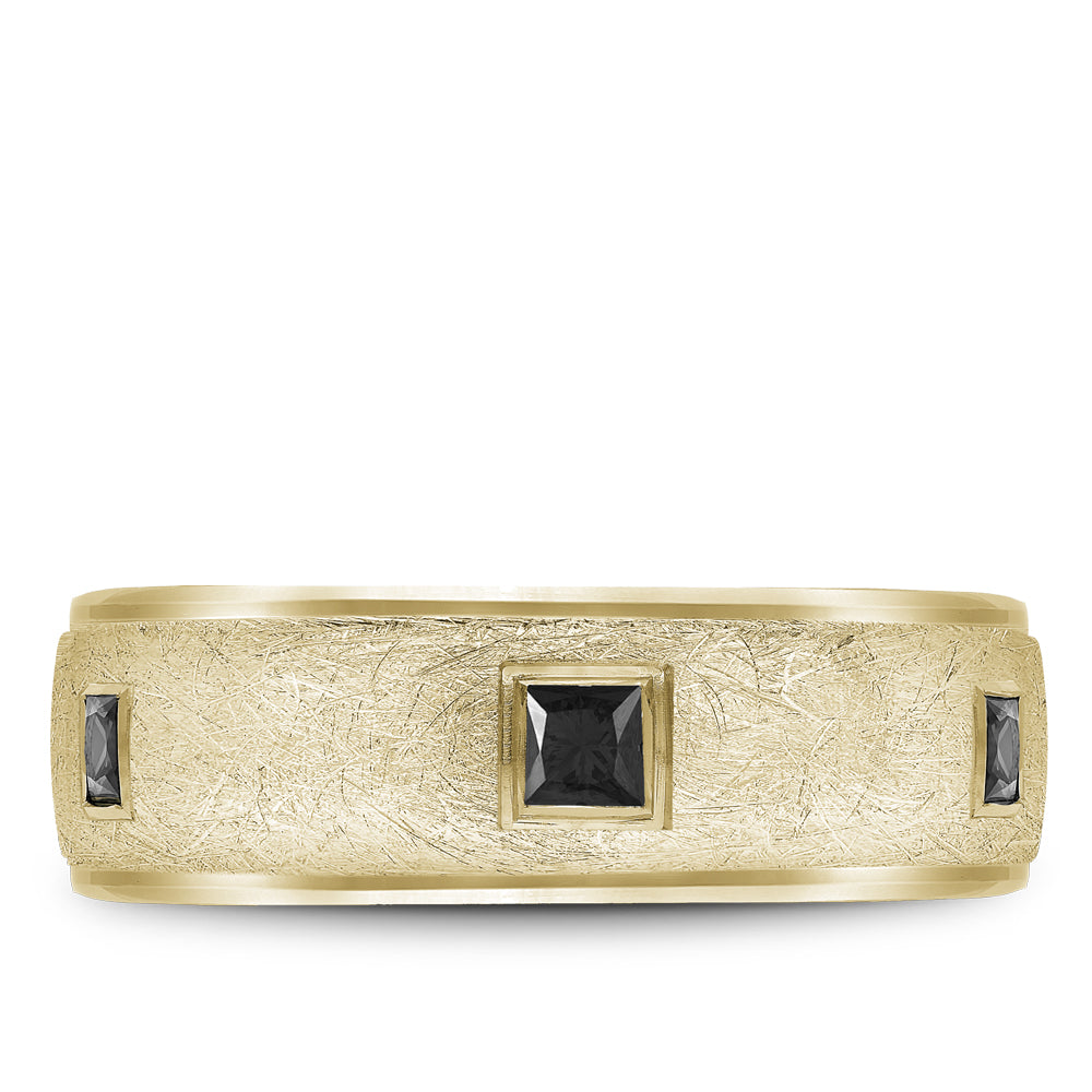 Bleu Royale Wedding Band 7.50mm Yellow 18k Gold With 6 PR TCW 0.66ct