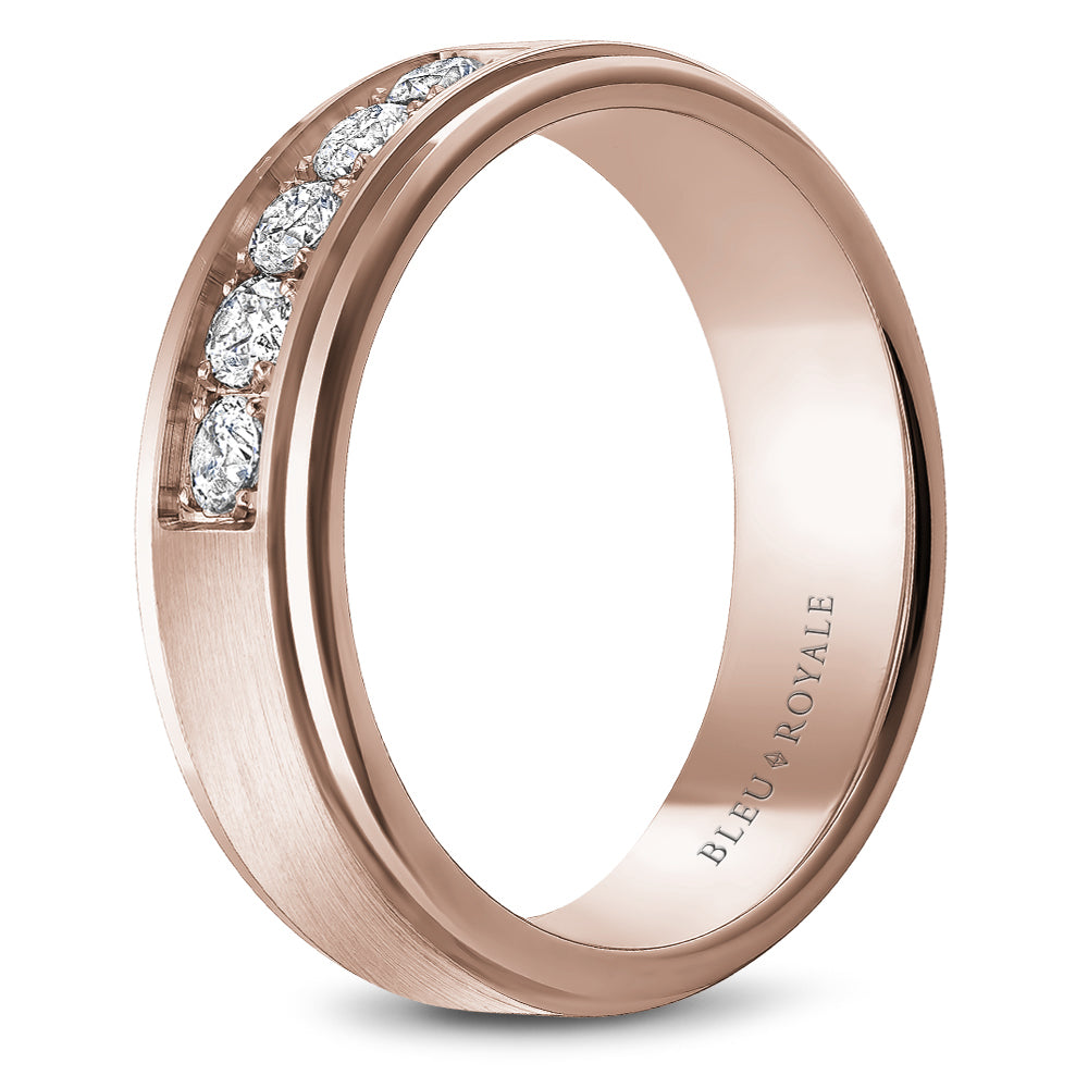 Bleu Royale Wedding Band 5.50mm Rose 14k Gold With 5 RD TCW 0.25ct