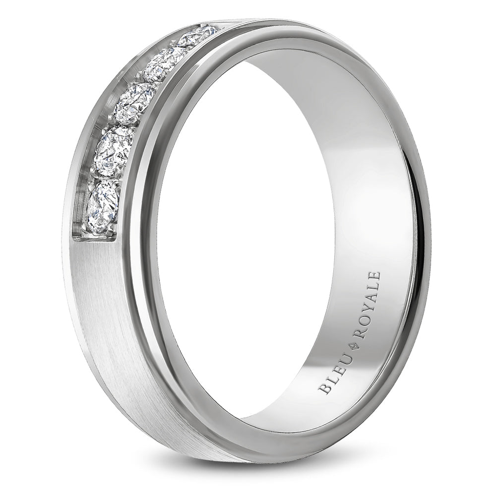 Bleu Royale Wedding Band 5.50mm White 18k Gold With 5 RD TCW 0.25ct