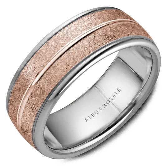 Bleu Royale Legacy Wedding Band 8.50mm Rose and White 18k Gold