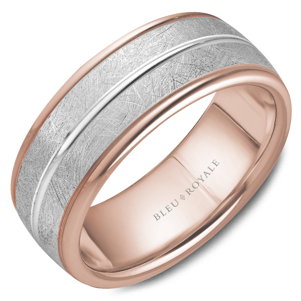 Bleu Royale Legacy Wedding Band 8.50mm White and Rose 18k Gold