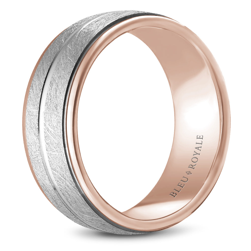 Bleu Royale Legacy Wedding Band 8.50mm White and Rose 18k Gold