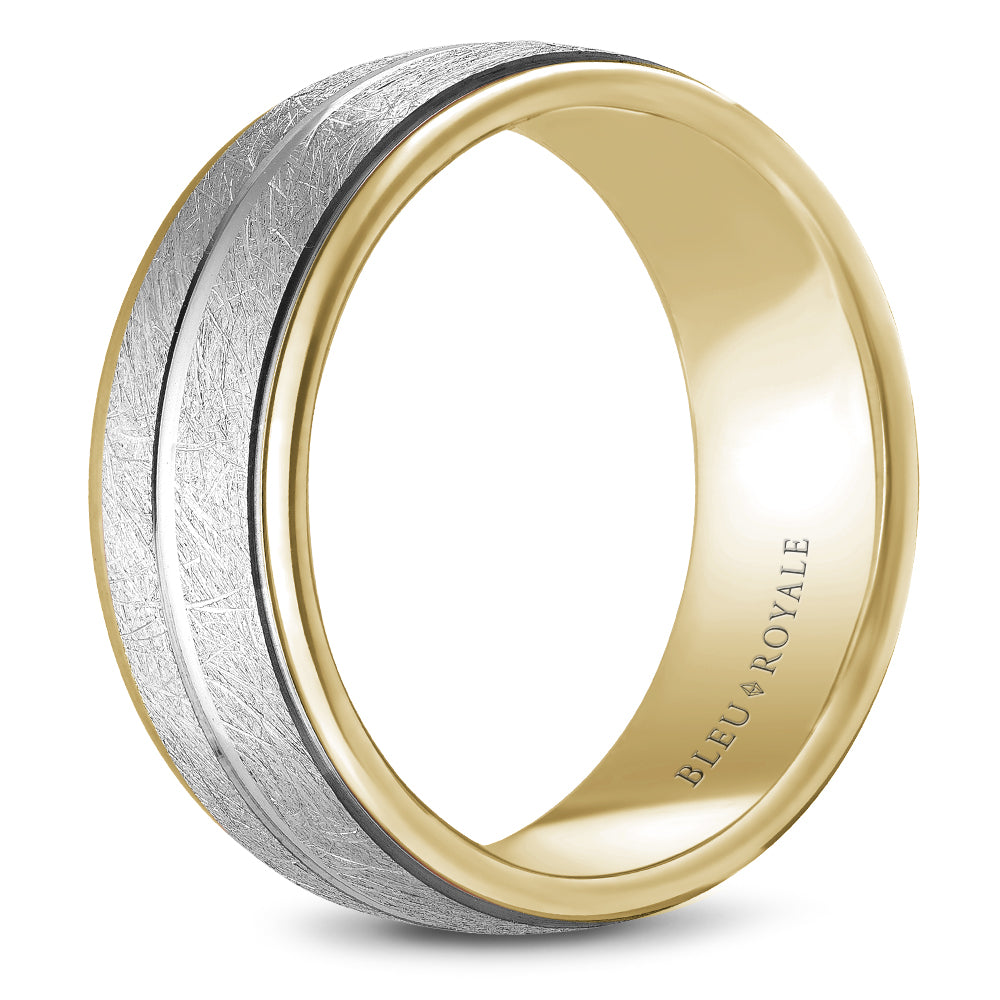 Bleu Royale Legacy Wedding Band 8.50mm White and Yellow 14k Gold