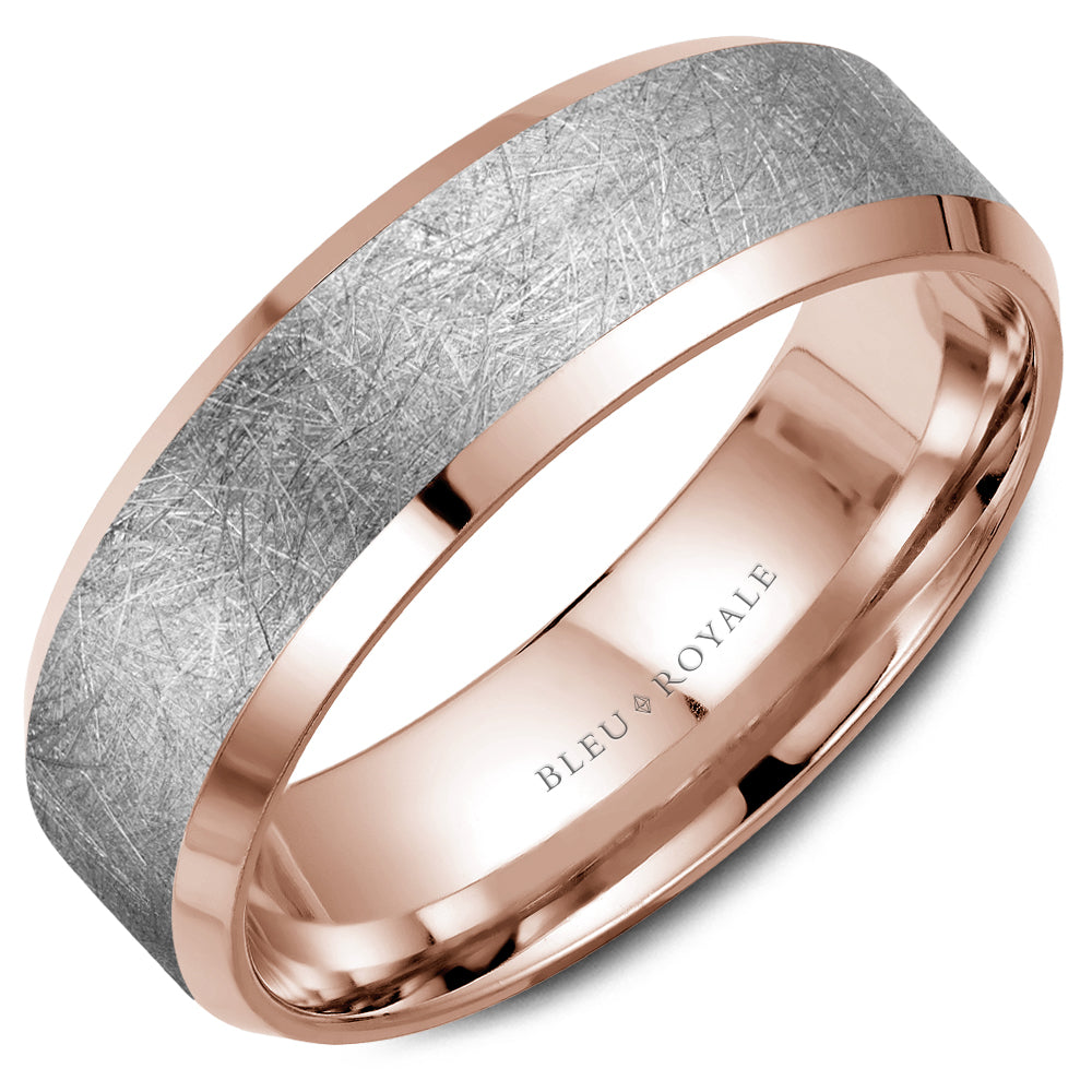 Bleu Royale Legacy Wedding Band 7.00mm White and Rose 18k Gold