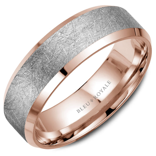 Bleu Royale Legacy Wedding Band 7.00mm White and Rose 18k Gold