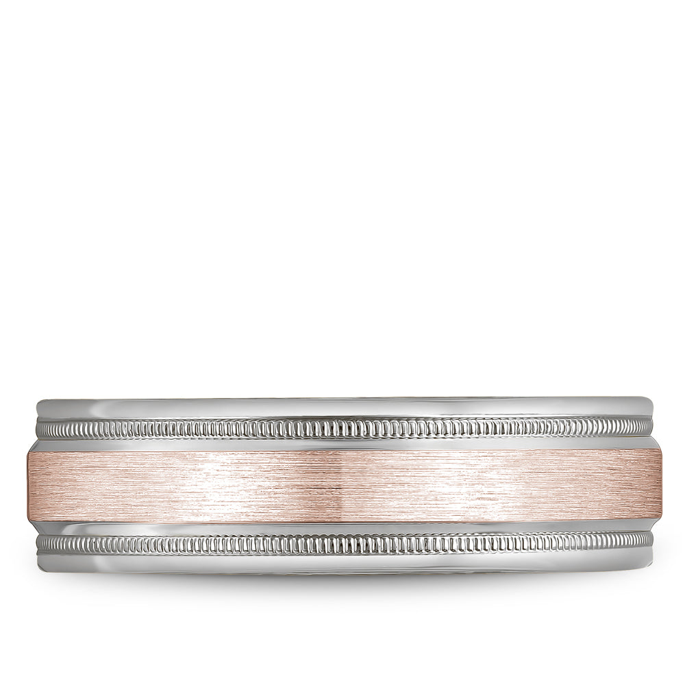 Bleu Royale Legacy Wedding Band 6.50mm Rose and White 18k Gold