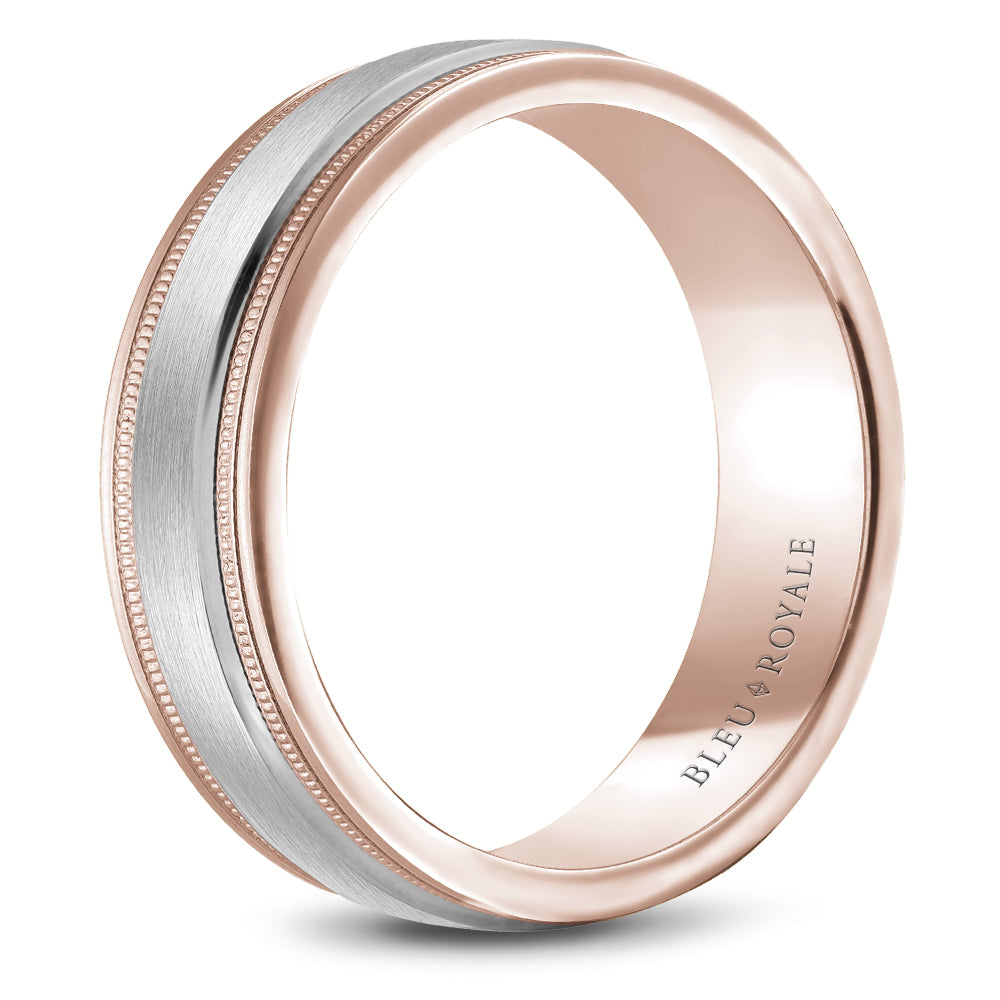 Bleu Royale Legacy Wedding Band 6.50mm White and Rose 14k Gold