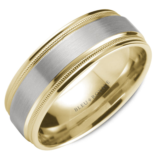 Bleu Royale Legacy Wedding Band 6.50mm White and Yellow 18k Gold