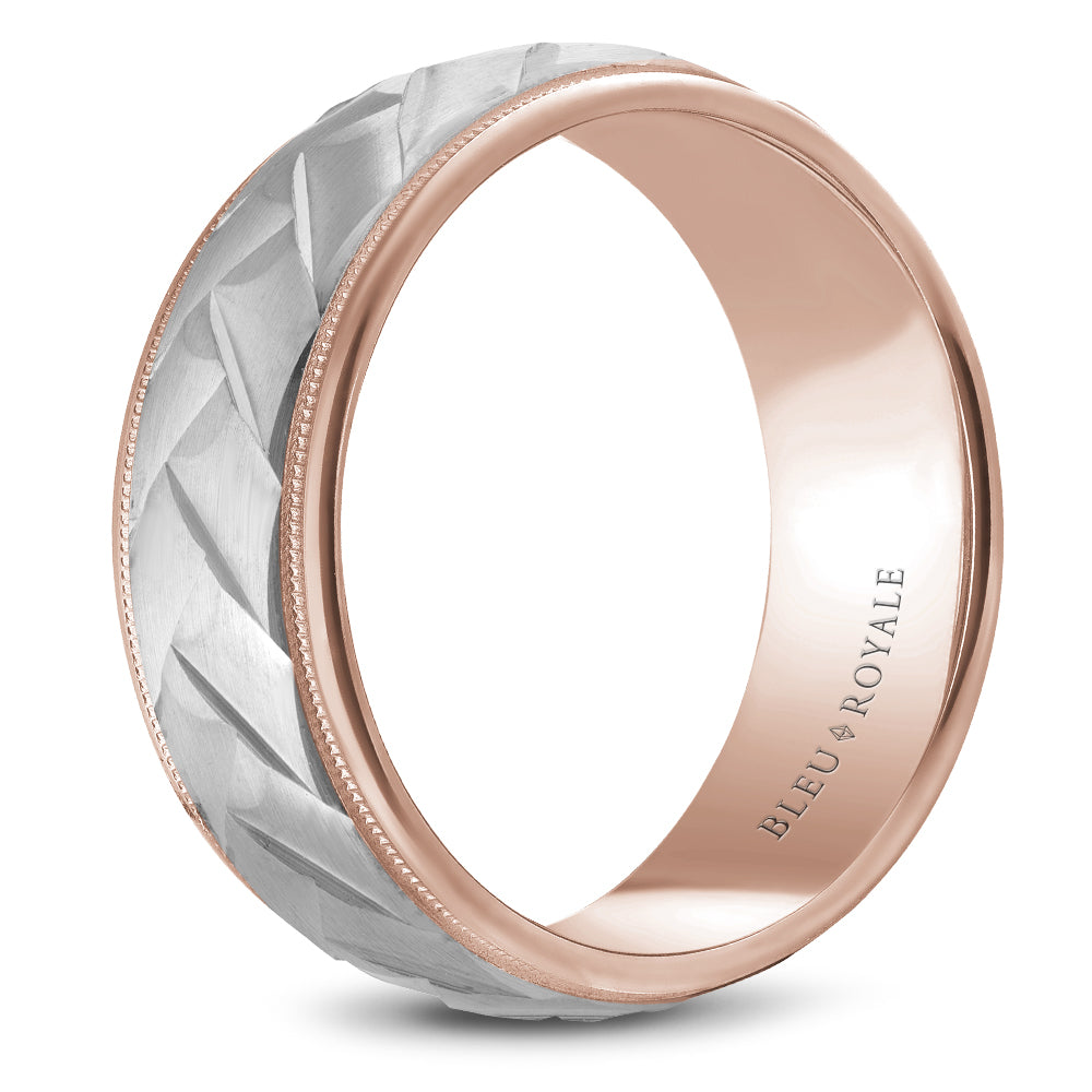 Bleu Royale Legacy Wedding Band 8.50mm White and Rose 14k Gold