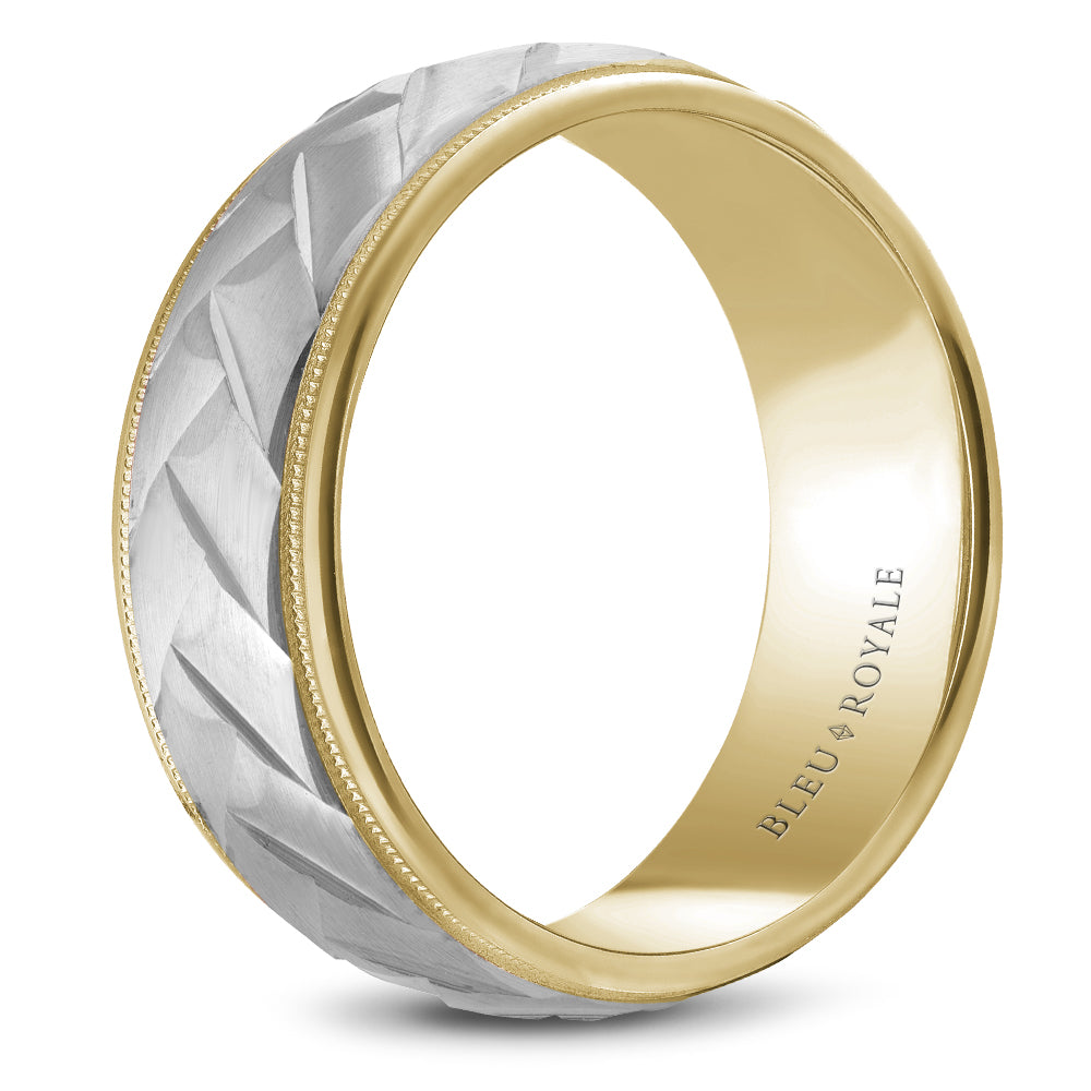 Bleu Royale Legacy Wedding Band 8.50mm White and Yellow 18k Gold