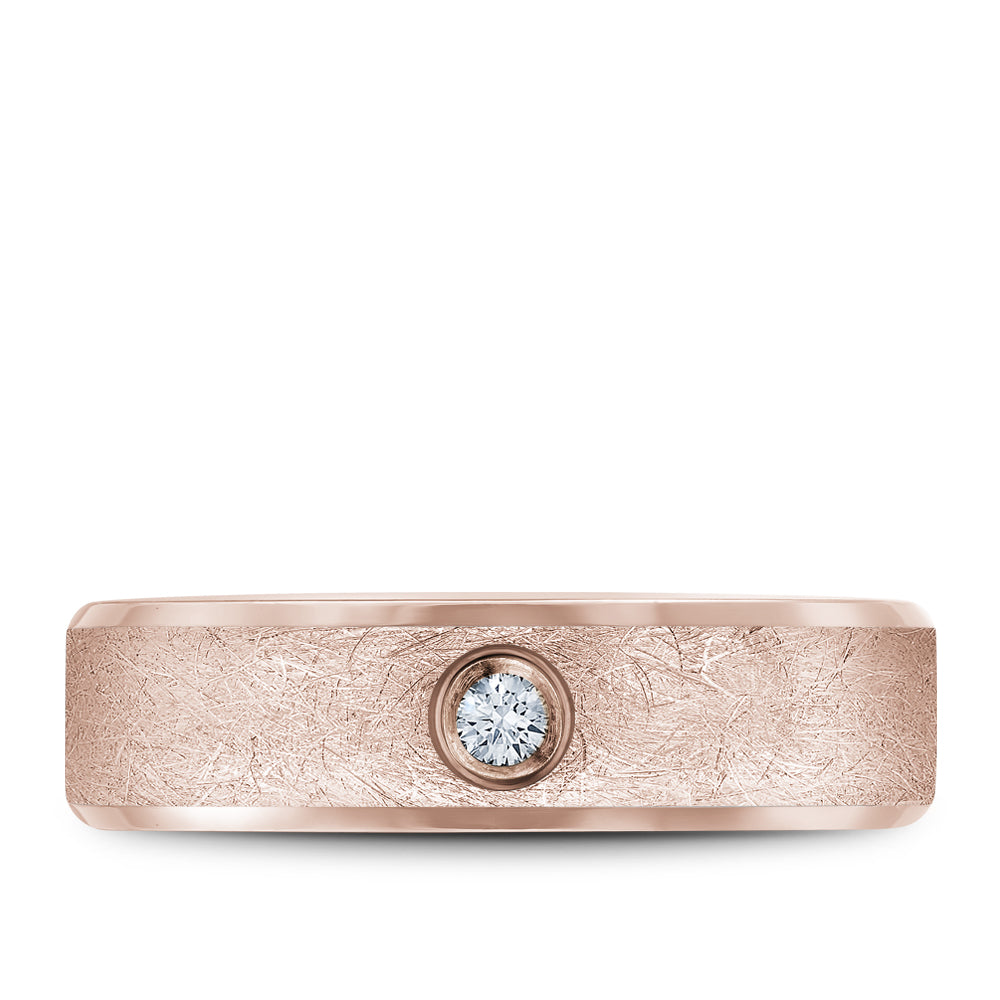 Bleu Royale Wedding Band 6.50mm Rose 14k Gold With 1 RD TCW 0.1ct