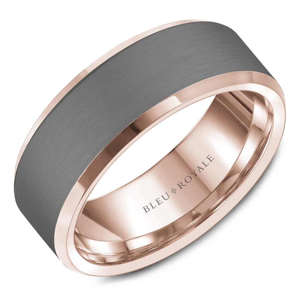 Bleu Royale Wedding Band 8.00mm 18k/Tantalum