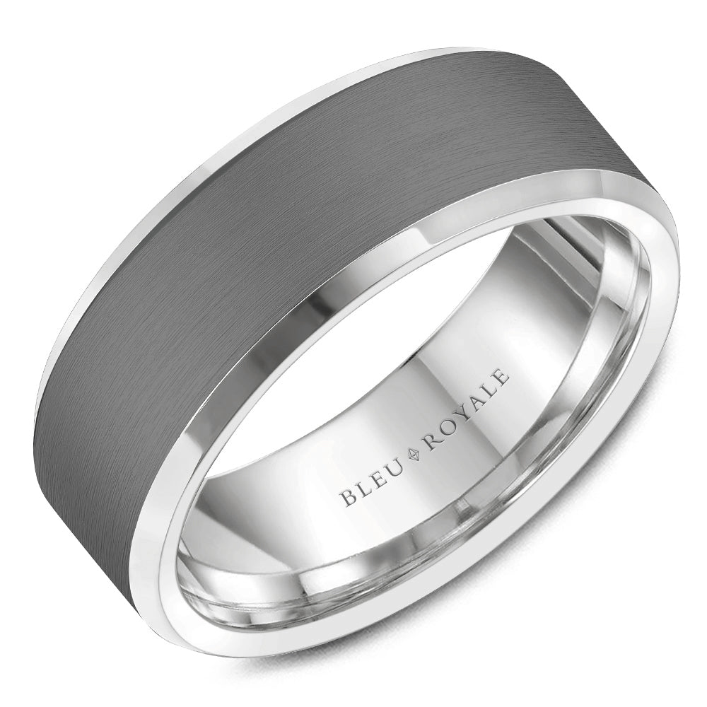 Bleu Royale Wedding Band 8.00mm 14k/Tantalum