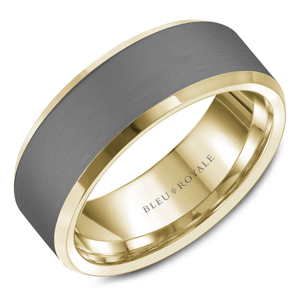 Bleu Royale Wedding Band 8.00mm 14k/Tantalum