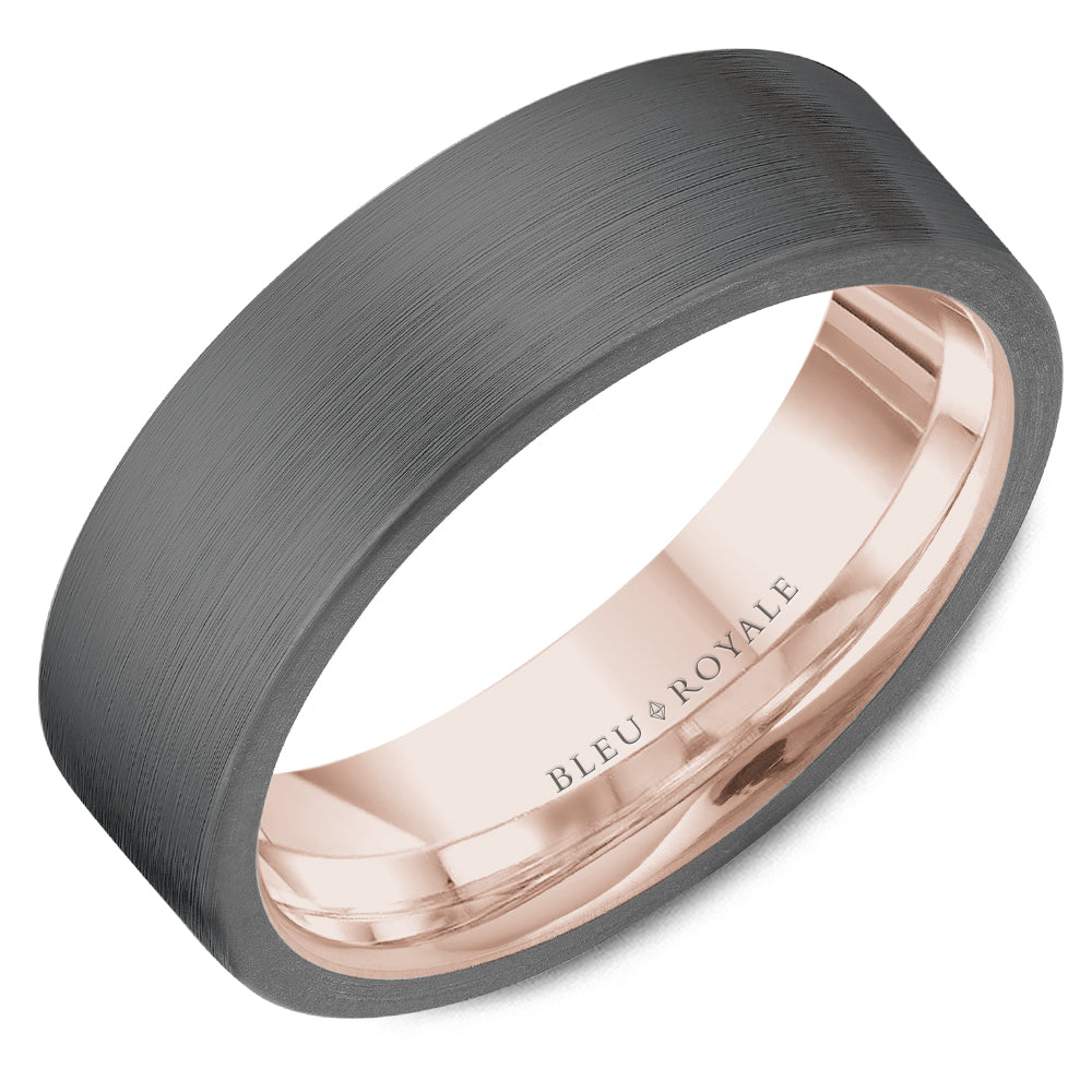 Bleu Royale Wedding Band 7.00mm 14k/Tantalum