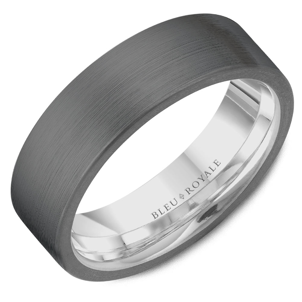Bleu Royale Wedding Band 7.00mm 18k/Tantalum