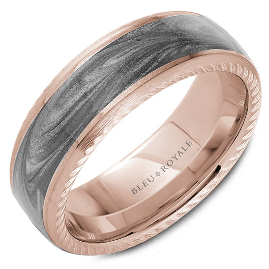Bleu Royale Distinct Wedding Band 7.50mm Rose 14k Gold