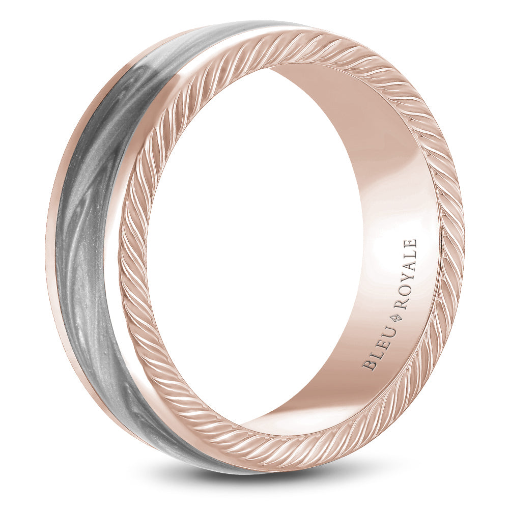 Bleu Royale Distinct Wedding Band 7.50mm Rose 14k Gold