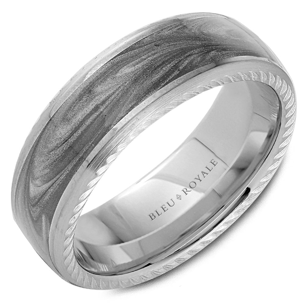 Bleu Royale Distinct Wedding Band 7.50mm White 14k Gold