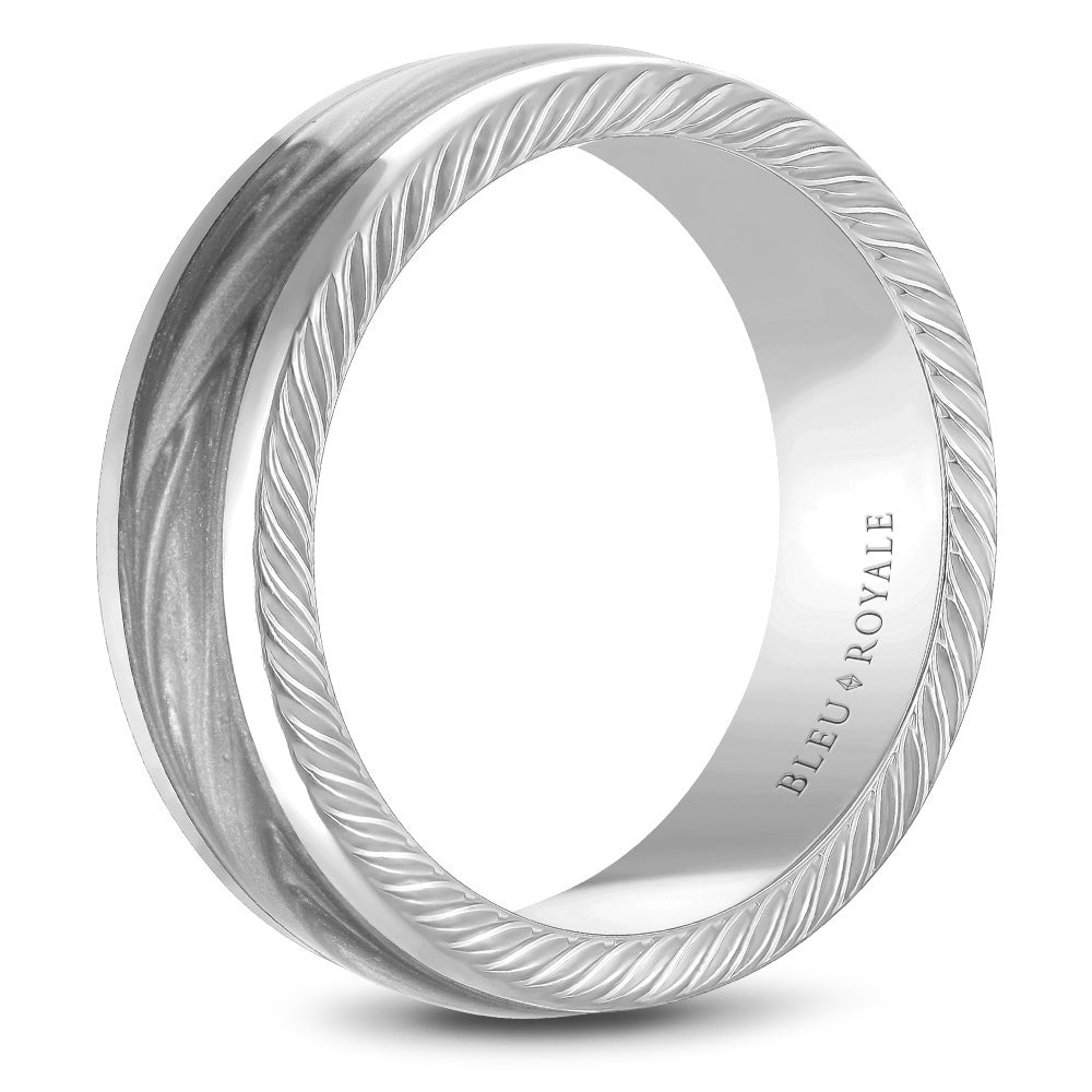 Bleu Royale Distinct Wedding Band 7.50mm White 18k Gold