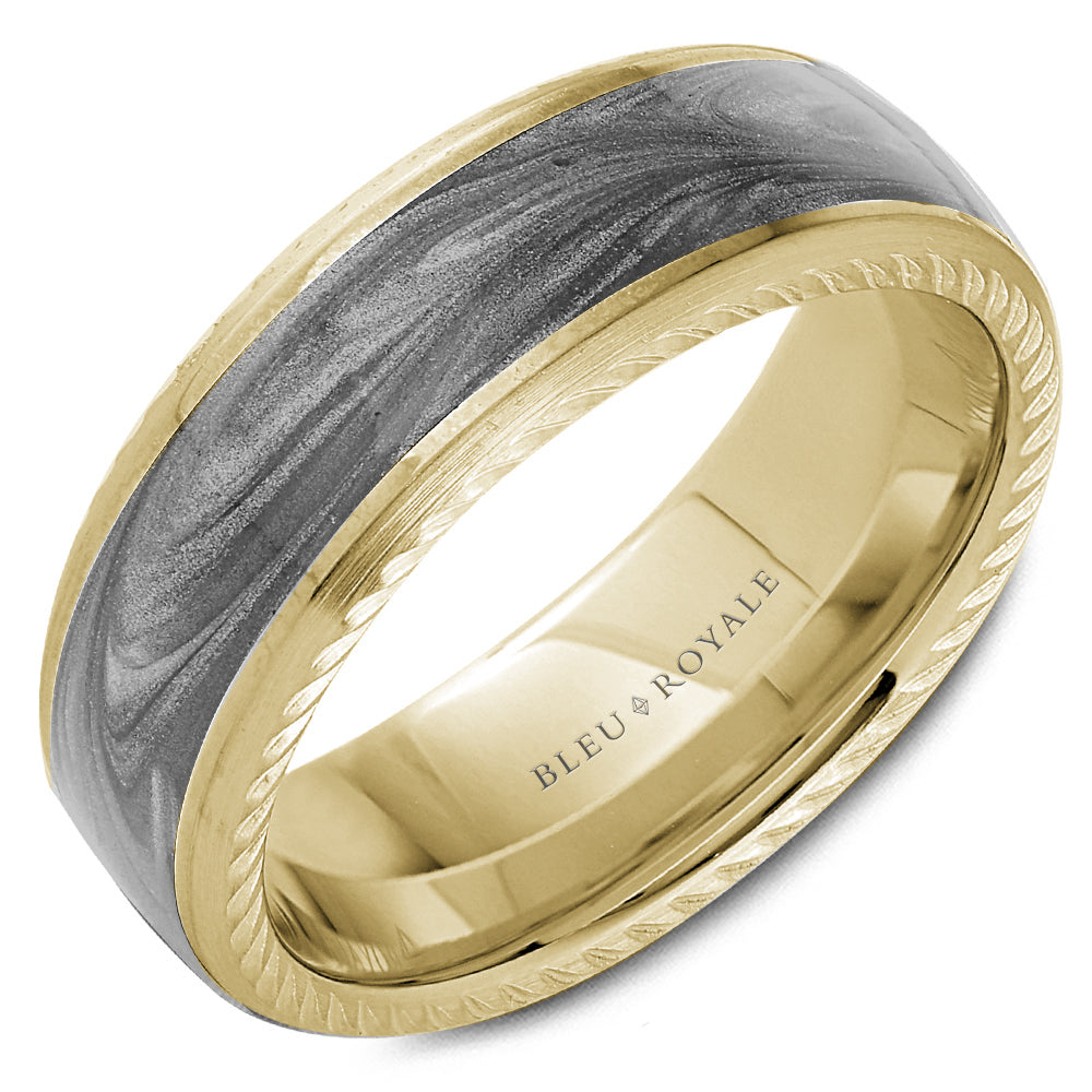 Bleu Royale Distinct Wedding Band 7.50mm Yellow 14k Gold
