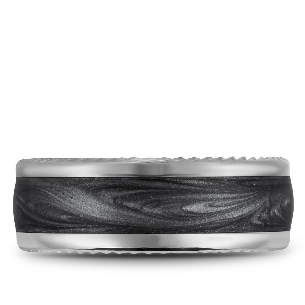 Bleu Royale Distinct Wedding Band 9.50mm White & Grey 14k Gold
