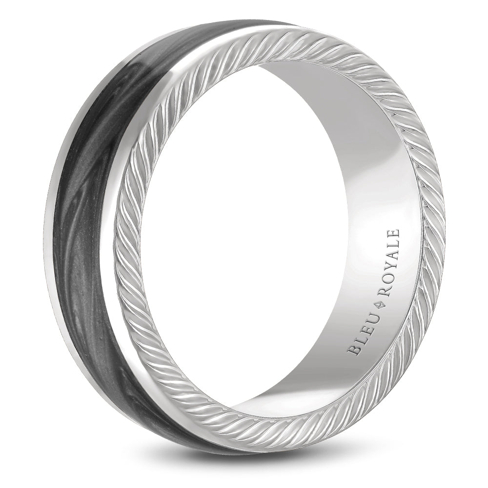 Bleu Royale Distinct Wedding Band 9.50mm White & Grey 18k Gold