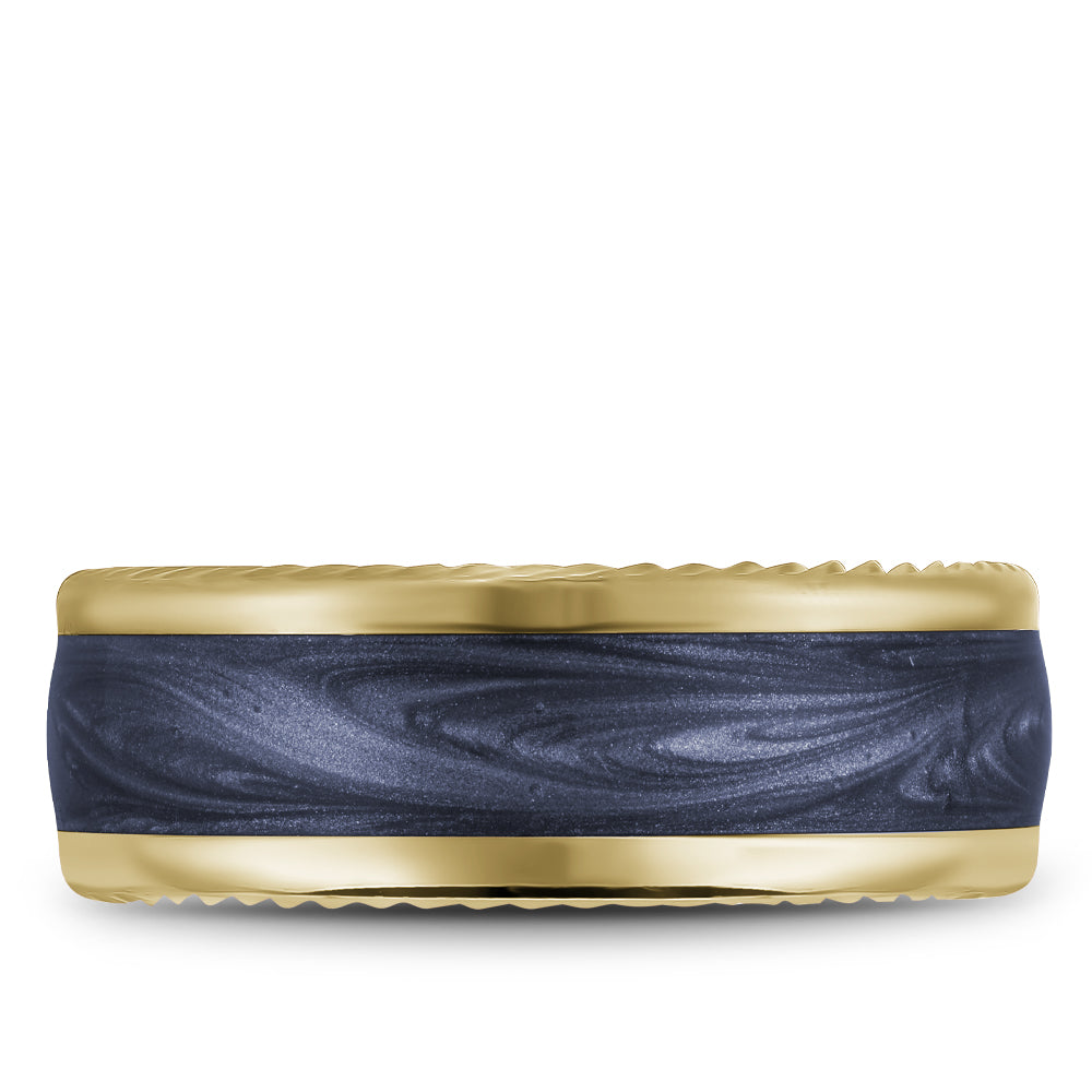 Bleu Royale Distinct Wedding Band 9.50mm Yellow 14k Gold