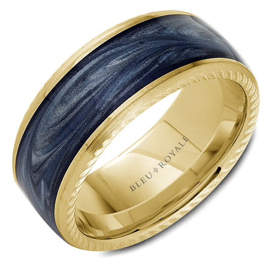 Bleu Royale Distinct Wedding Band 9.50mm Yellow 18k Gold