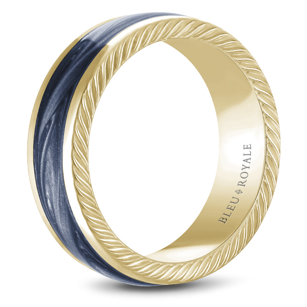 Bleu Royale Distinct Wedding Band 9.50mm Yellow 14k Gold