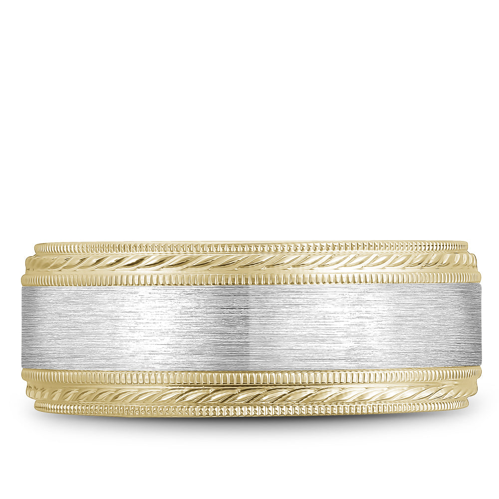 Bleu Royale Legacy Wedding Band 8.00mm White and Yellow 18k Gold