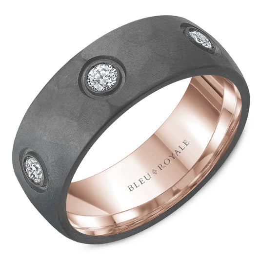 Bleu Royale Wedding Band 8.00mm 14k/Tantalum