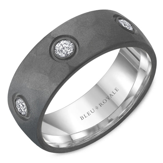 Bleu Royale Wedding Band 8.00mm 14k/Tantalum