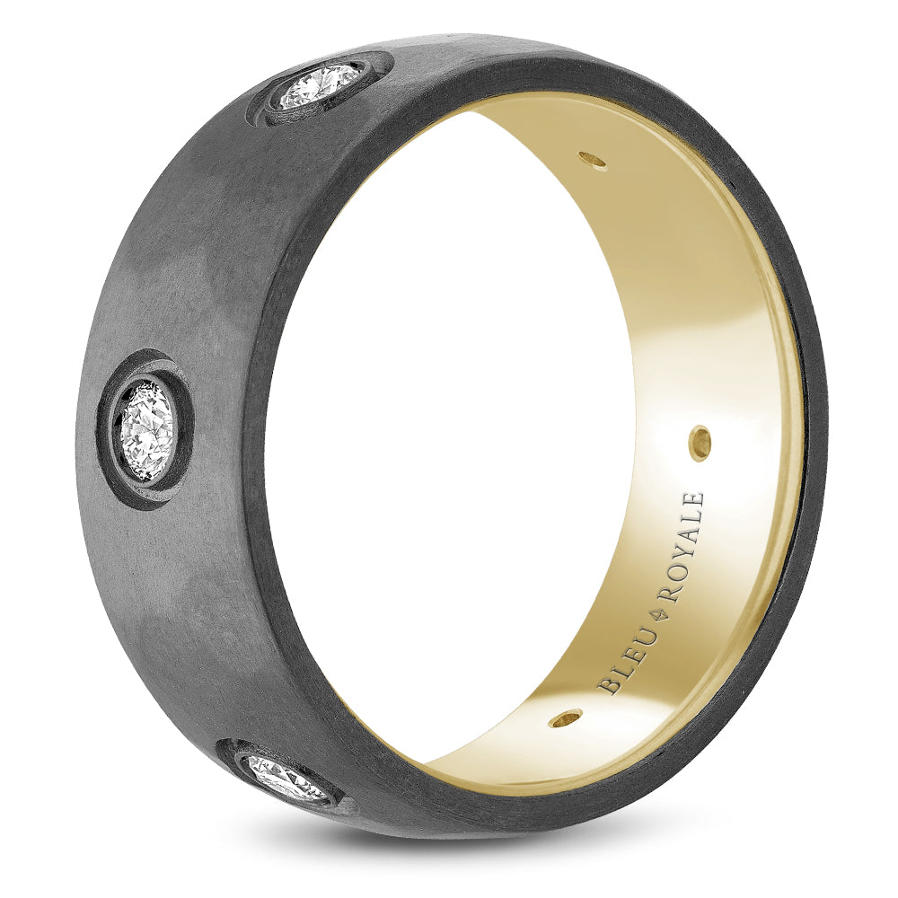 Bleu Royale Wedding Band 8.00mm 14k/Tantalum