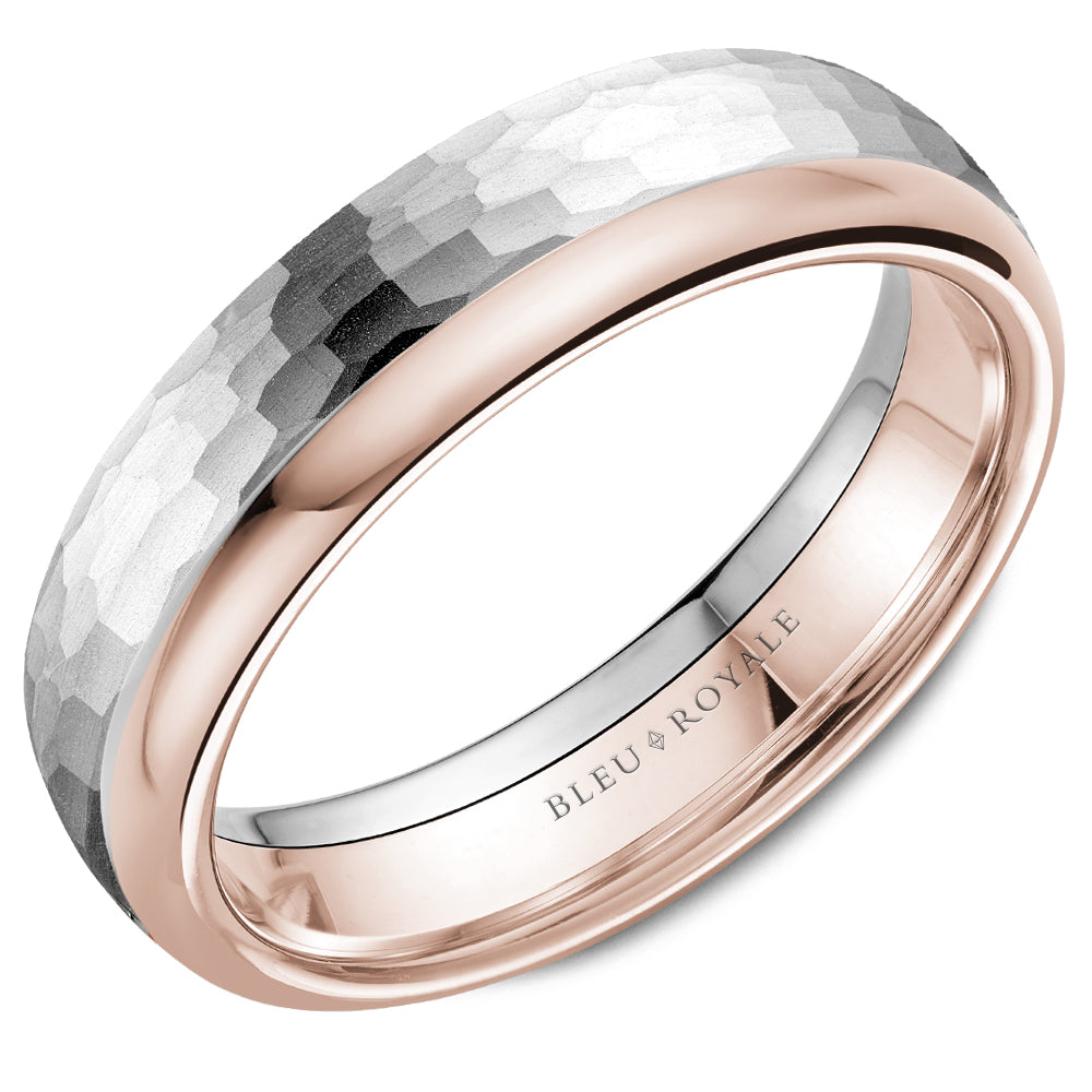 Bleu Royale Legacy Wedding Band 6.00mm White and Rose 14k Gold