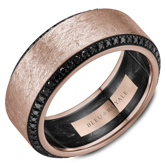 Bleu Royale Wedding Band 9.00mm Rose 14k Gold With 118 RD TCW 0.8ct