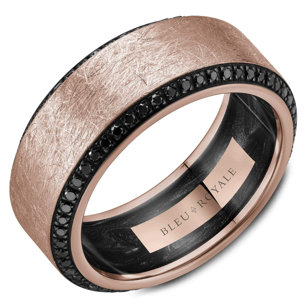 Bleu Royale Wedding Band 9.00mm Rose 18k Gold With 118 RD TCW 0.8ct