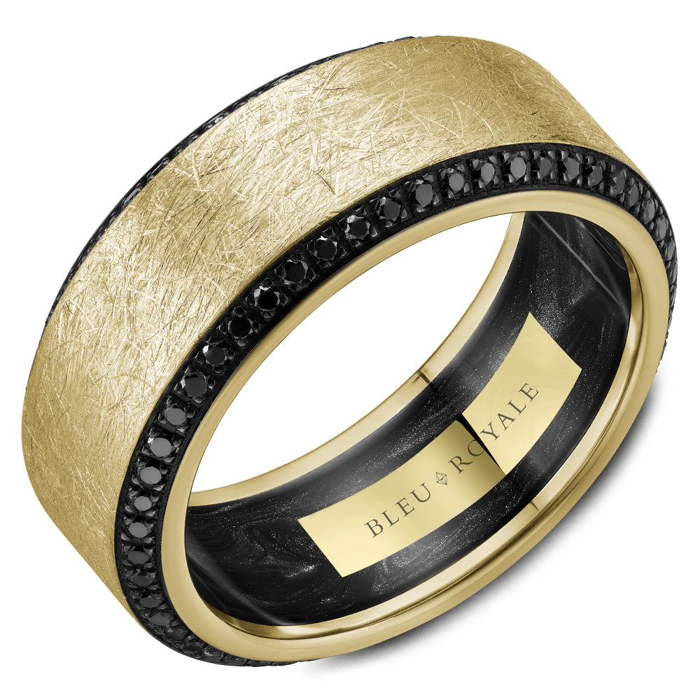 Bleu Royale Wedding Band 9.00mm Yellow 18k Gold With 118 RD TCW 0.8ct