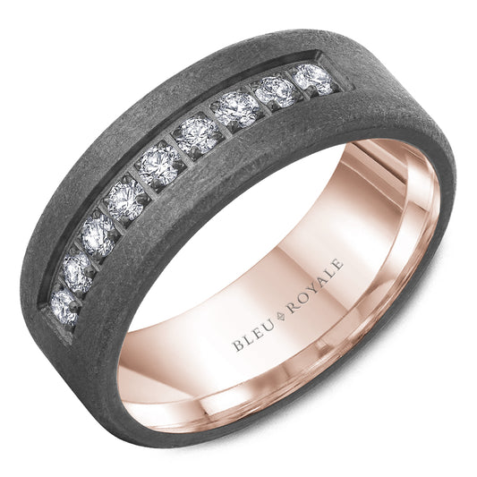 Bleu Royale Wedding Band 8.00mm 14k/Tantalum