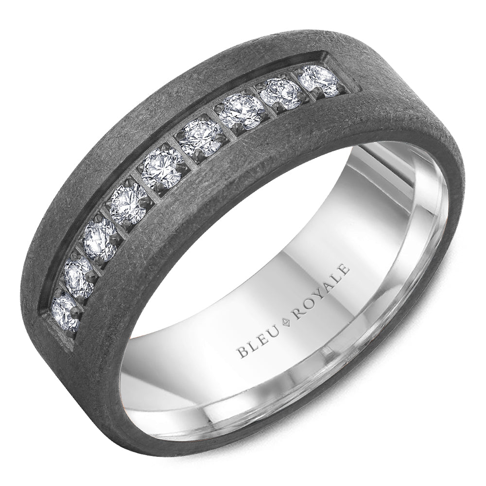 Bleu Royale Wedding Band 8.00mm 14k/Tantalum