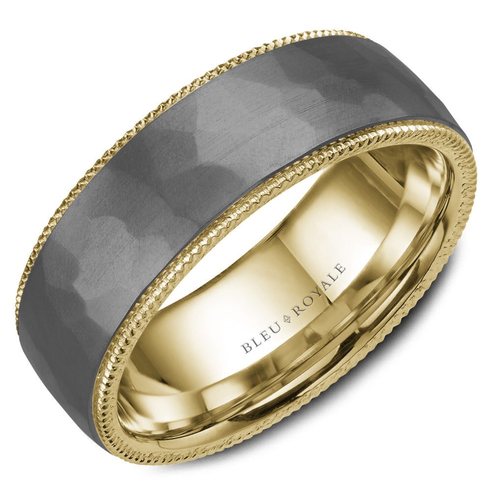 Bleu Royale Wedding Band 7.50mm 14k/Tantalum