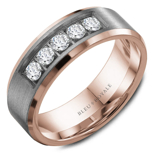 Bleu Royale Wedding Band 7.50mm 18k/Tantalum