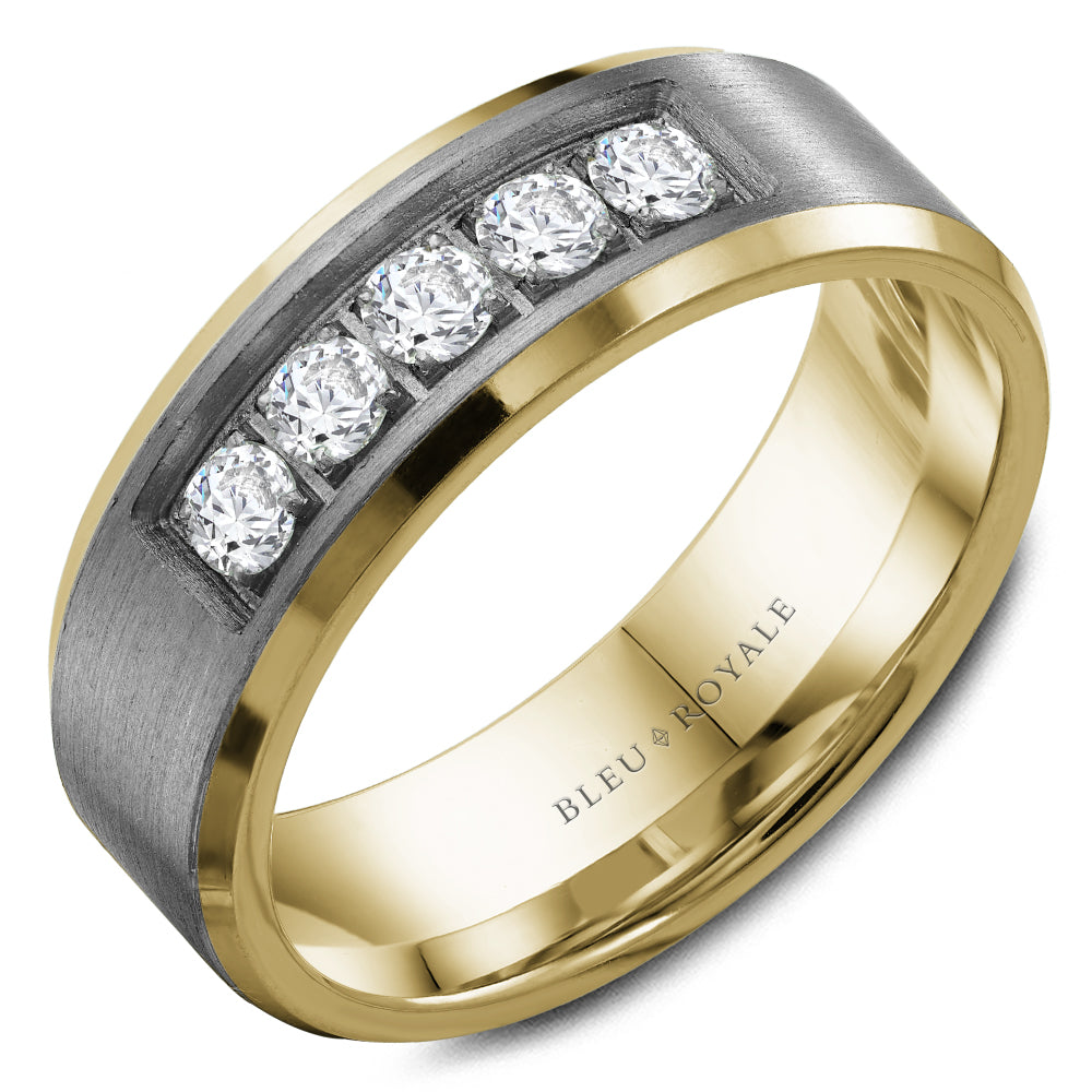 Bleu Royale Wedding Band 7.50mm 14k/Tantalum