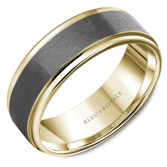 Bleu Royale Wedding Band 7.50mm 14k/Tantalum