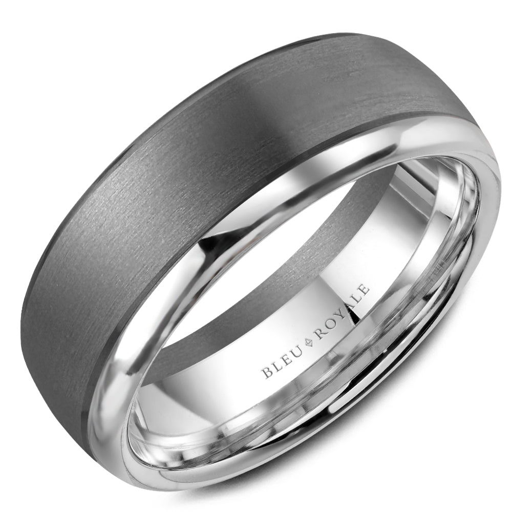 Bleu Royale Wedding Band 7.50mm 14k/Tantalum