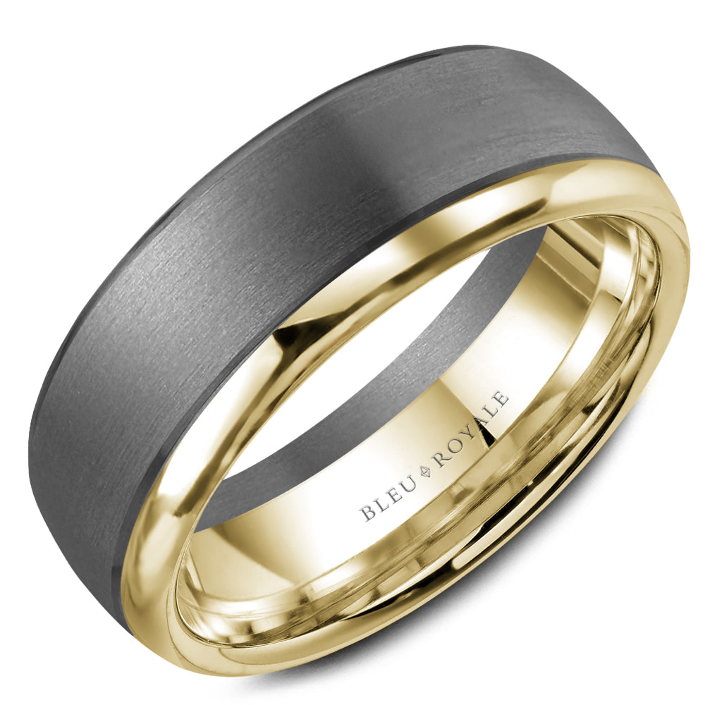 Bleu Royale Wedding Band 7.50mm 14k/Tantalum